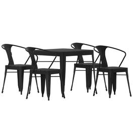 Emma + Oliver - Hallam Modern Weather and Rust Resistant Steel and Polyresin Patio Set with Table & Chairs Indoor and Outdoor Use - Black