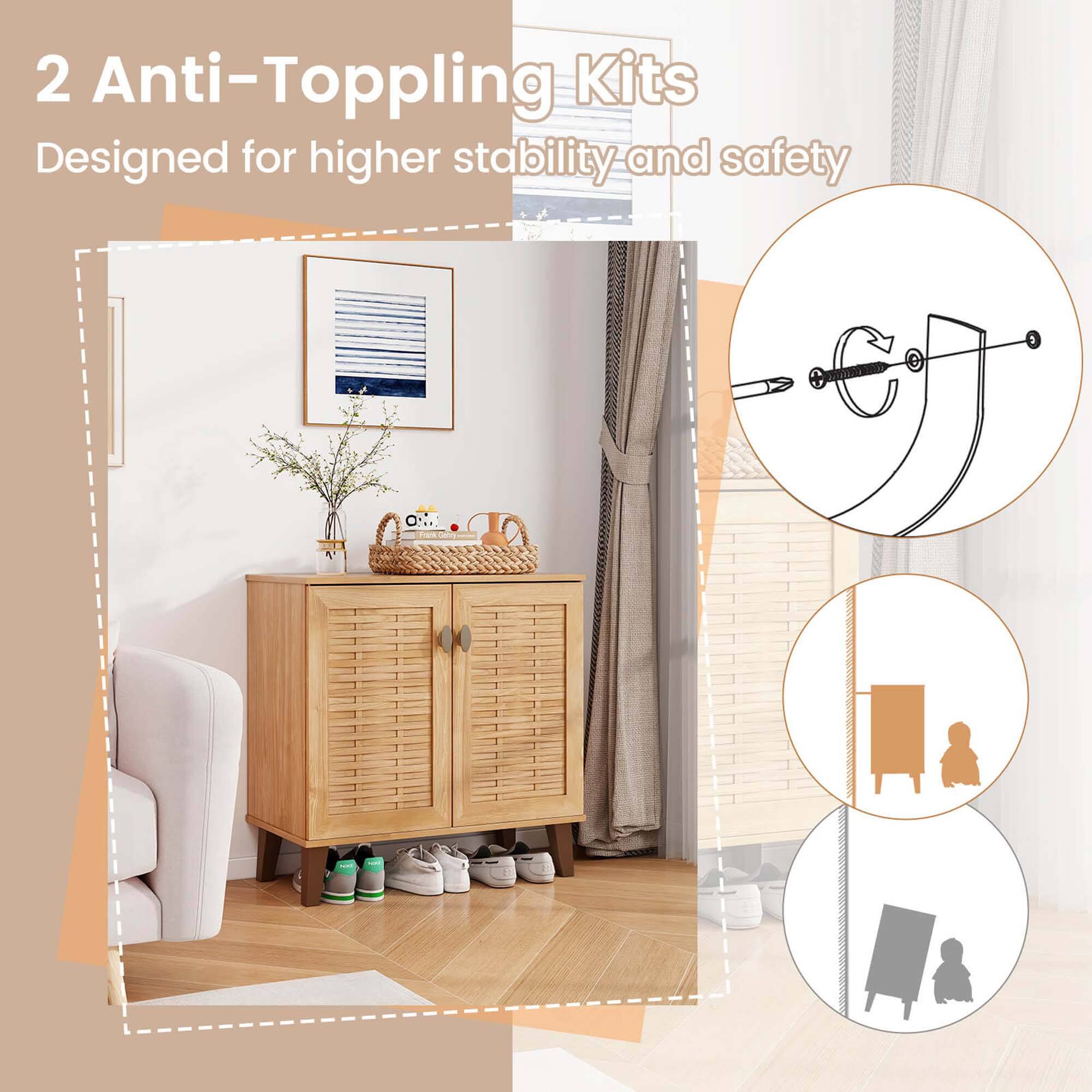 2 Anti-Toppling Kits Designed for higher stability and safety.