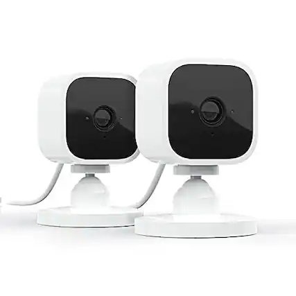 Front. Blink - Blink Mini Outdoor/Indoor Home Security Cameras (2-Pack, White) - White.