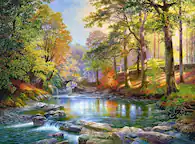 Front. Castorland - CASTORLAND 3000 Piece Jigsaw Puzzles, Along the River, Forest stream, Relaxing Nature, C-300532-2 - Red.
