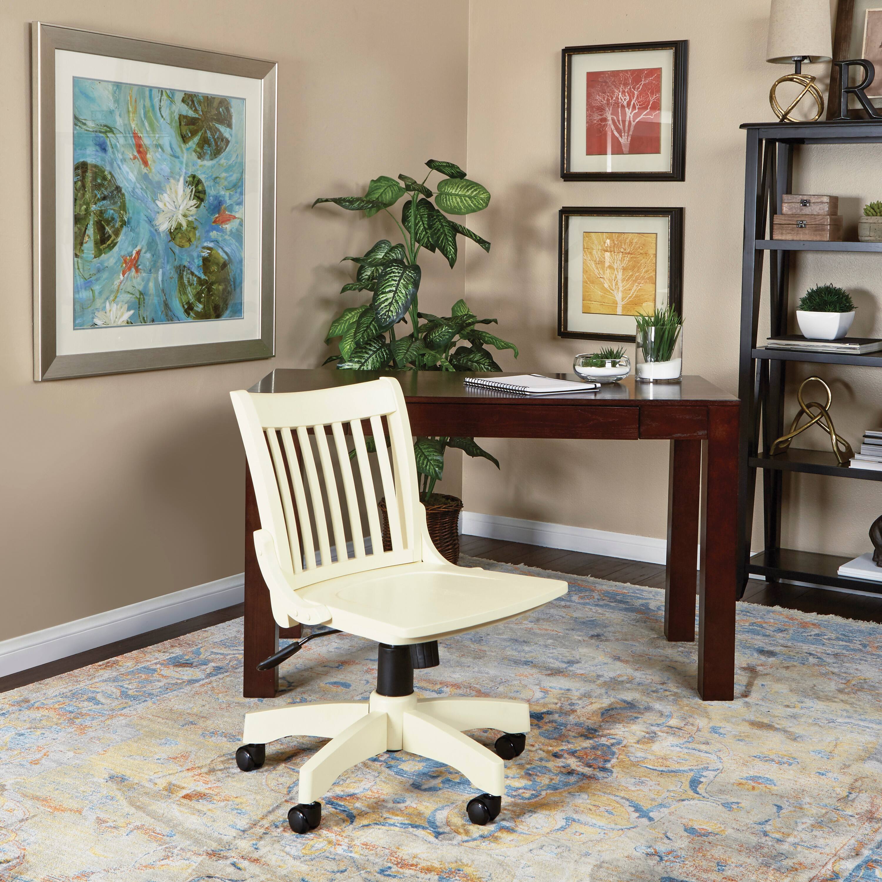 Alt View 1. OSP Home Furnishings - Deluxe Armless Wood Bankers Chair - Antique White Finish.