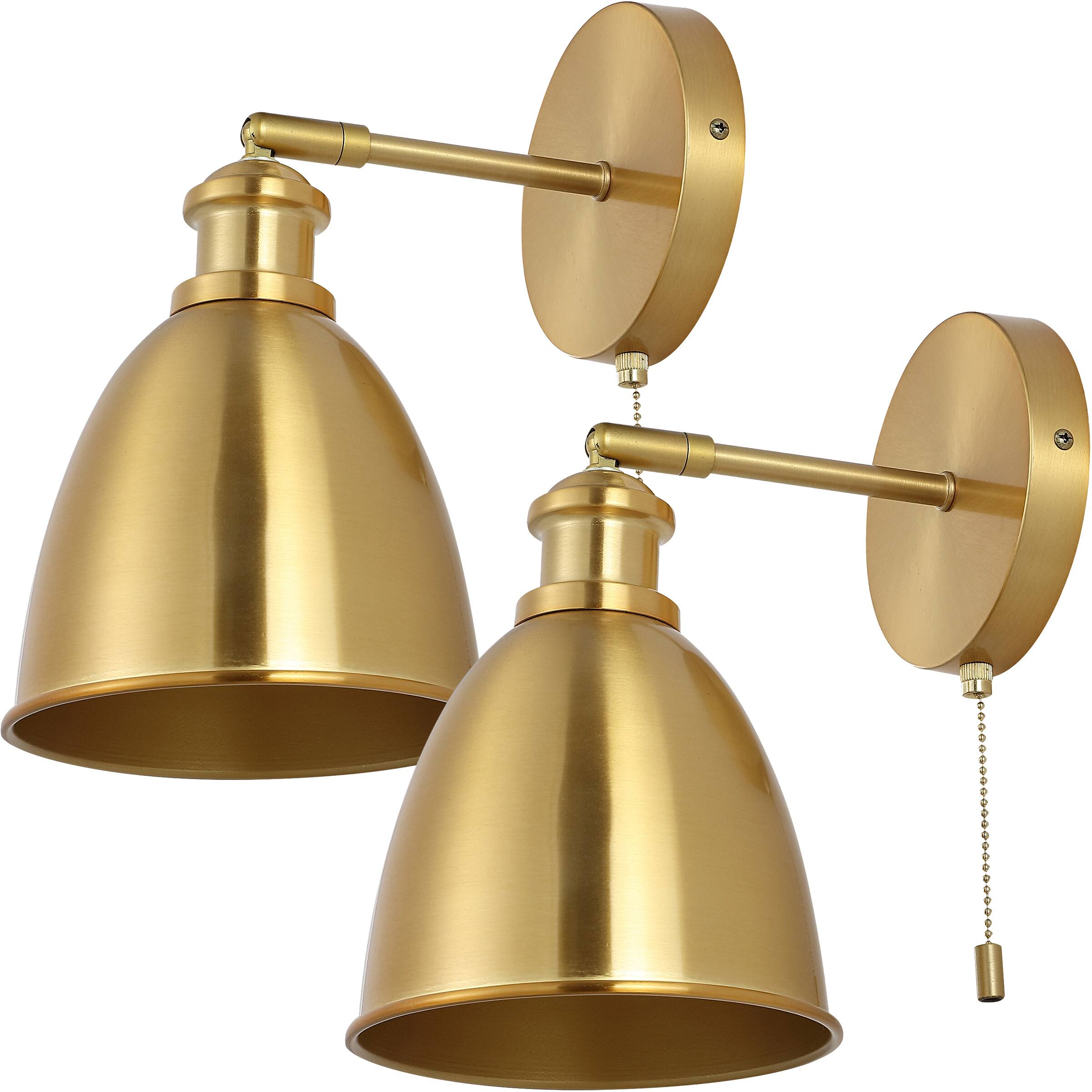 Alt View 5. Jonathan Y - Hudson 6.5" 1-Light Farmhouse Bohemian Iron LED Sconce, Brass Gold (Set of 2) - Brass Gold.