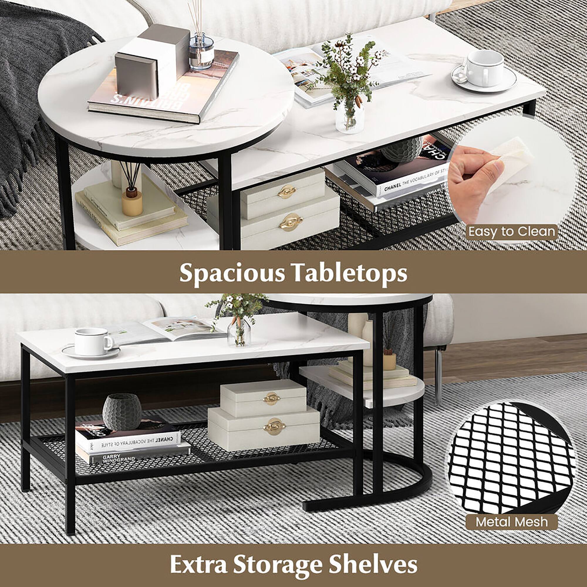 11 BRITON'S GRE BRI s S CHA PEROCARAR N CHANEE  
Easy to Clean Spacious Tabletops  
THE CHANEL STYLE D VOCABULARY 20 GARBY RANS MONR  
Metal Mesh Extra Storage Shelves  

Spacious Tabletops  
Extra Storage Shelves  

Easy to Clean  
Metal Mesh