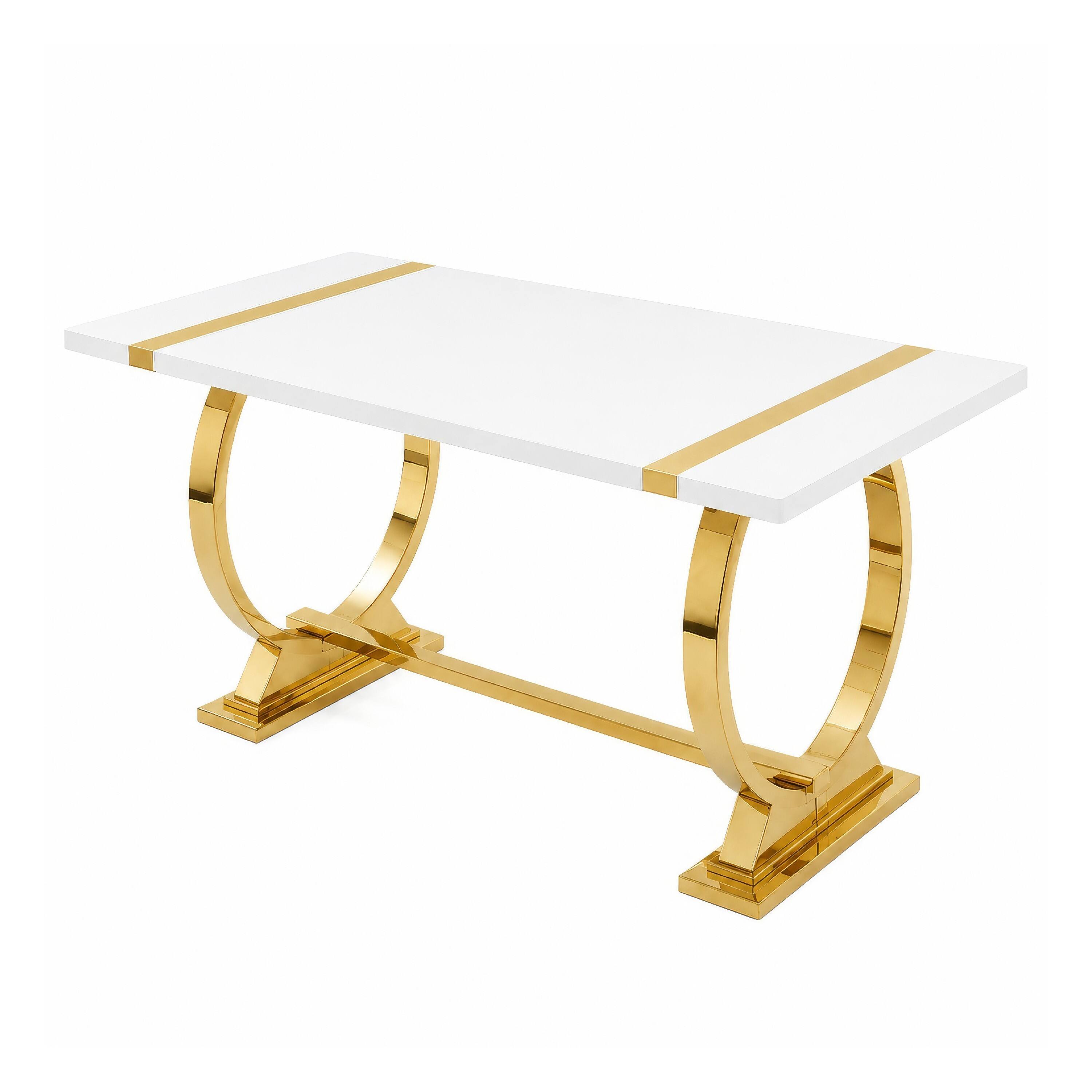 Manhattan Lane Hols Dining Table, Banding on Top, O Shaped Steel Legs ...