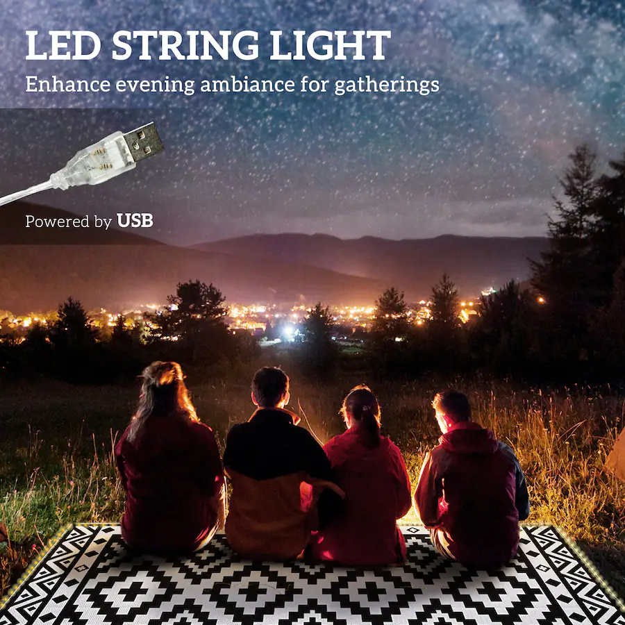 Led Rug In Box Outsunny Rug Carpet Reversible Plastic Straw Rug with LED Lights 10' x ...