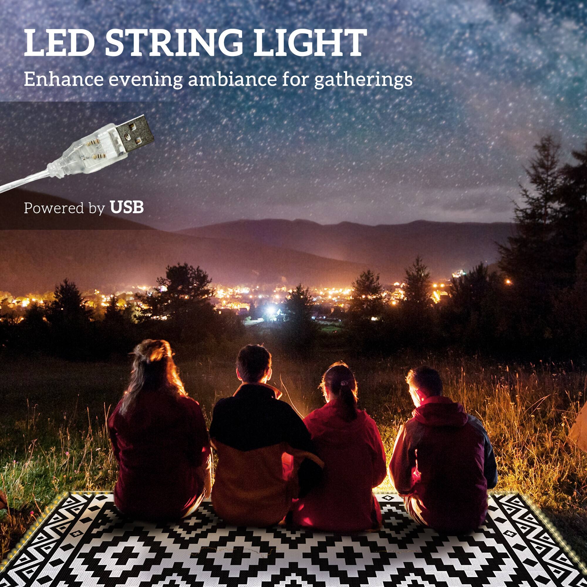 LED STRING LIGHT  
Enhance evening ambiance for gatherings  
Powered by USB