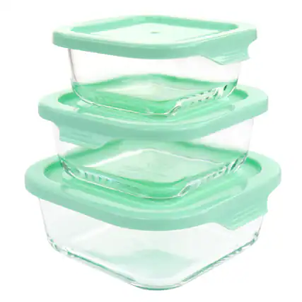 Front. Martha Stewart - Martha Stewart 6 Piece Glass Storage Containers with Lids in Mint - Mint.