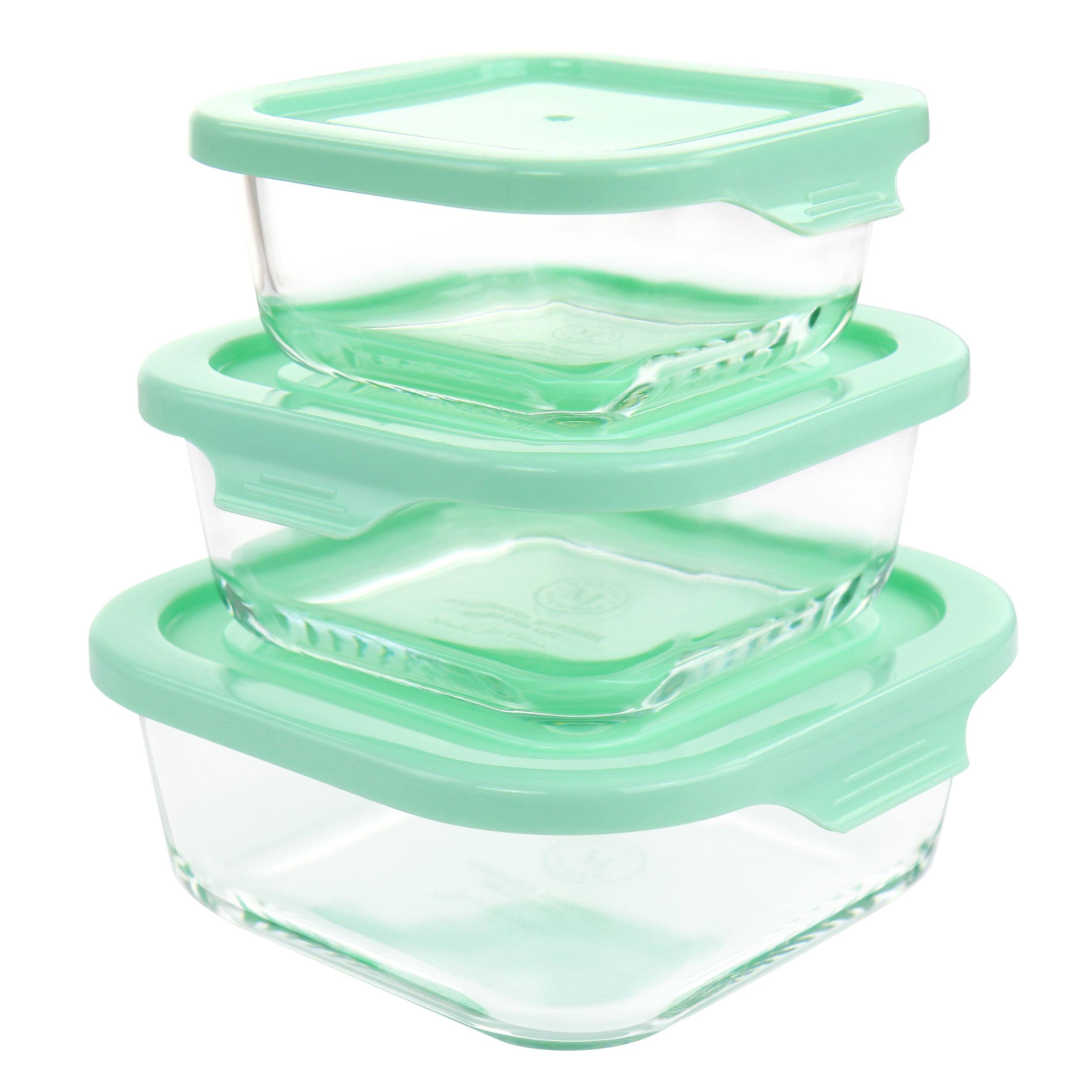 Front. Martha Stewart - Martha Stewart 6 Piece Glass Storage Containers with Lids in Mint - Mint.