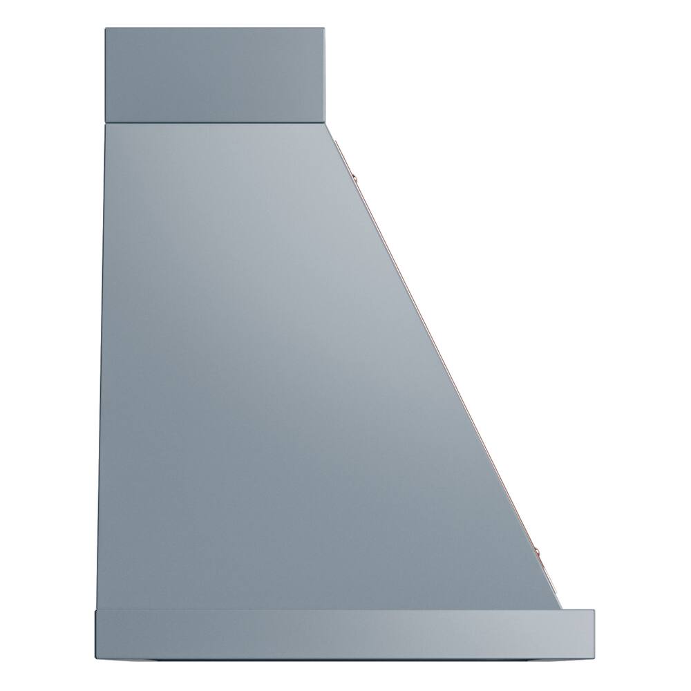 Alt View 3. ILVE - ILVE Nostalgie II Noblesse 36 inch Ducted Wall Mount Range Hood with 600 CFM (Blue Grey, Copper Trim) - Blue Grey.