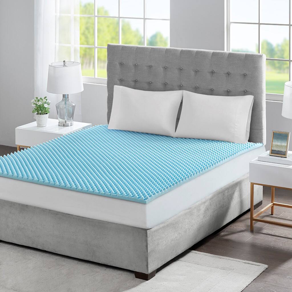 Alt View 2. Gracie Mills - Gracie Mills Mclean Cooling Gel Memory Foam Reversible Mattress Topper - Blue.