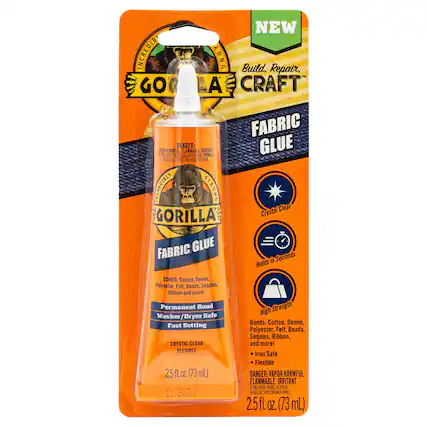 NEW INCREDIBLY STRONG Build. Repair. GO LA CRAFT FABRIC GLUE
DANGER: VAPOR HARMFUL. FLAMMABLE IRRITANT. STORE AWAY FROM CHILDREN
Holds in Seconds
Bonds: Cotton, Denim, Polyester, Felt, Beads, Sequins, Ribbon and more!
Permanent Bond Washer/Dryer Safe Fast Setting
CRYSTAL CLEAR FLEXIBLE
2.5 fl. oz. (73 mL)
High Strength Bonds: Cotton, Denim, Polyester, Felt, Beads, Sequins, Ribbon, and more!
Iron Safe Flexible
DANGER: VAPOR HARMFUL. FLAMMABLE IRRITANT. STORE AWAY FROM CHILDREN
CAUTIONS
2.5 fl. oz. (73 mL)