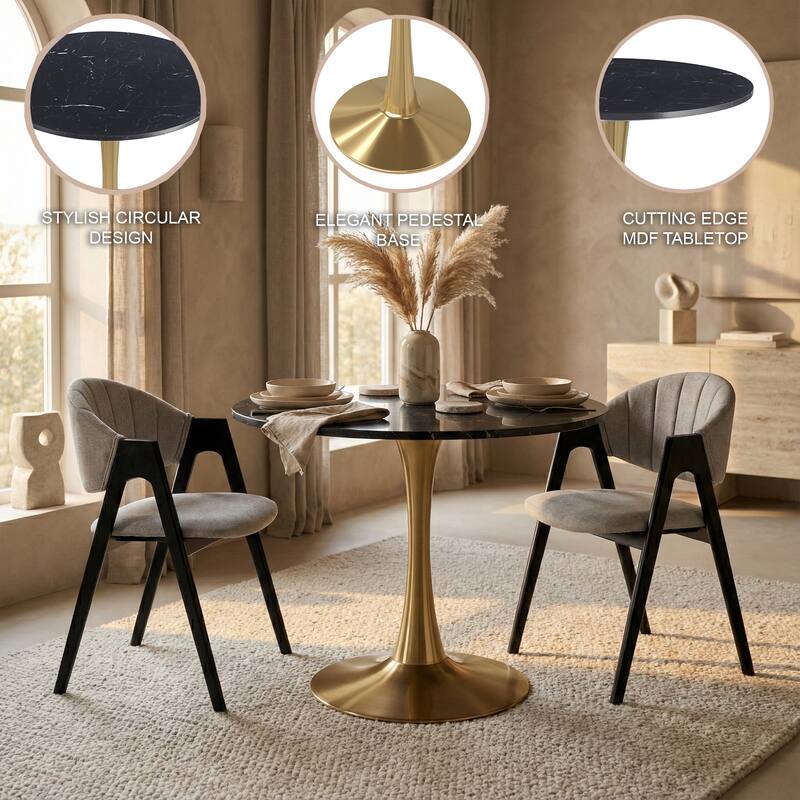 STYLISH CIRCULAR DESIGN  
ELEGANT PEDESTAL BASE  
CUTTING EDGE MDF TABLETOP