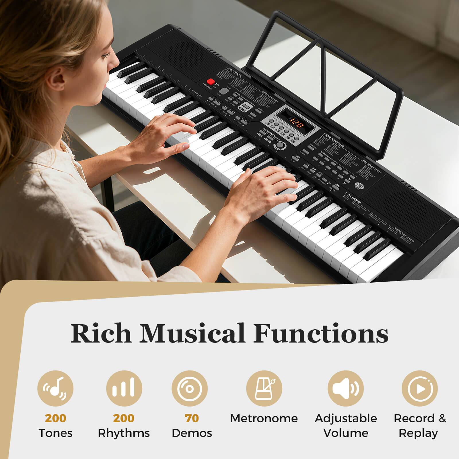 Costway 61 Keys Portable Keyboard with 200 Rhythms 200 Tones 70