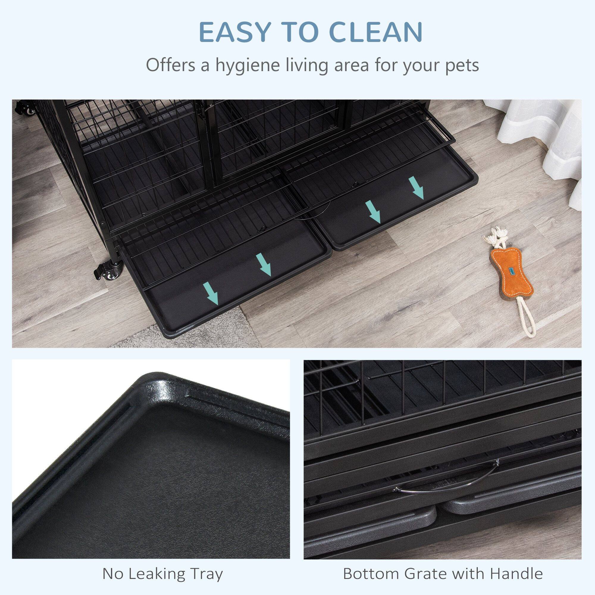 EASY TO CLEAN  
Offers a hygiene living area for your pets  

No Leaking Tray  

Bottom Grate with Handle