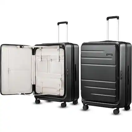 Front. LUGGEX - LUGGEX 28 Inch Expandable Checked Luggage Opening Polycarbonate Hardside Suitcase with TSA Approved Lock FLO - FX-Core - Black.