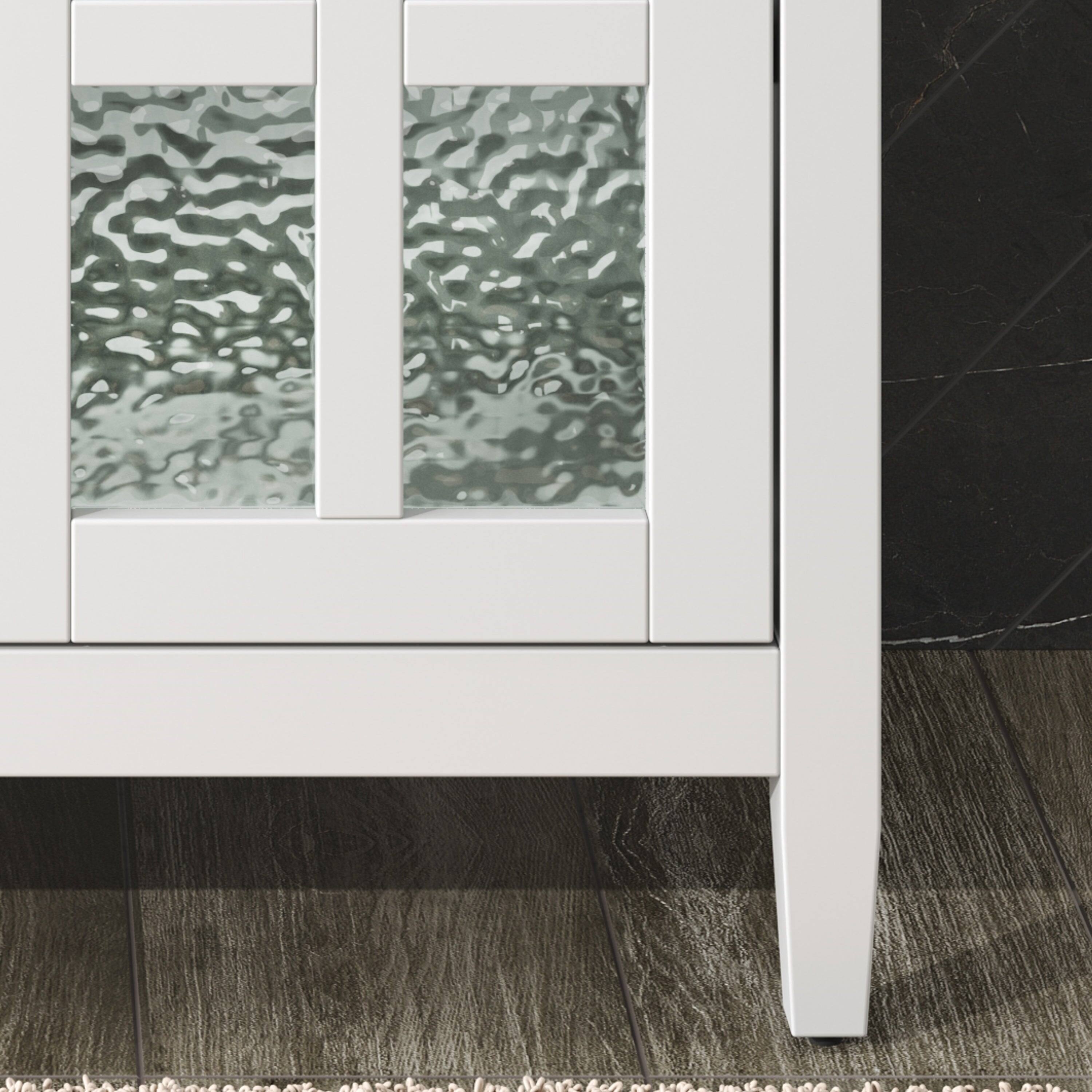 Alt View 7. Boyel Living - 30 Inch Bathroom Vanity with Ceramic Sink Adjustable Shelf Tip Out Tray Solid Wood Legs White - White.