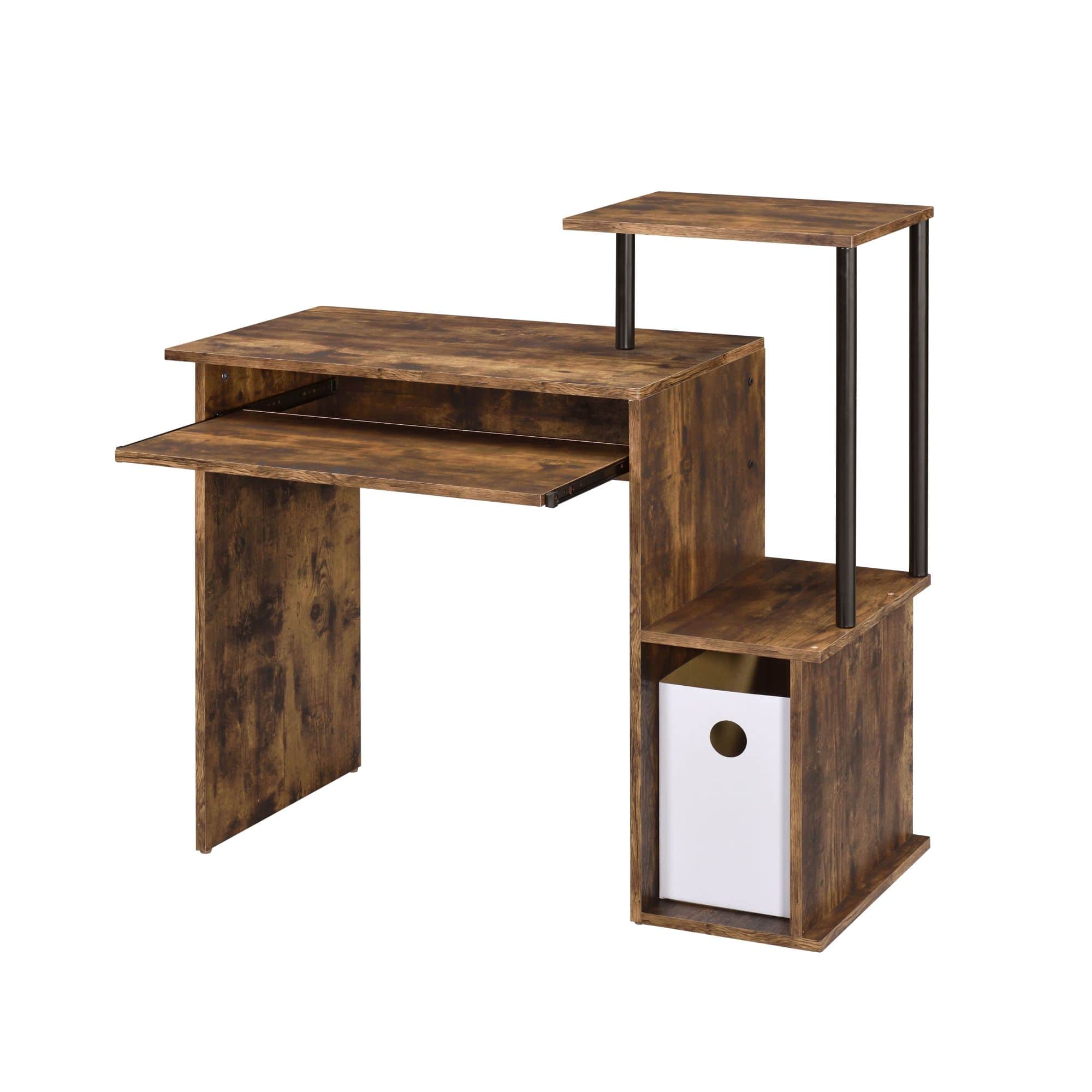 Front. GOODSILO - Modern Computer Desk with Keyboard Tray and Storage Compartment - Black+Oak.