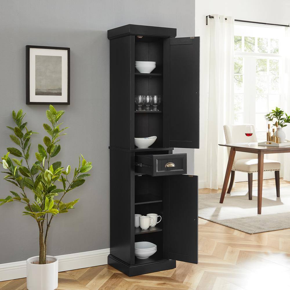 Alt View 10. Crosley Furniture - Seaside Tall Linen Storage Cabinet - Distressed Black.