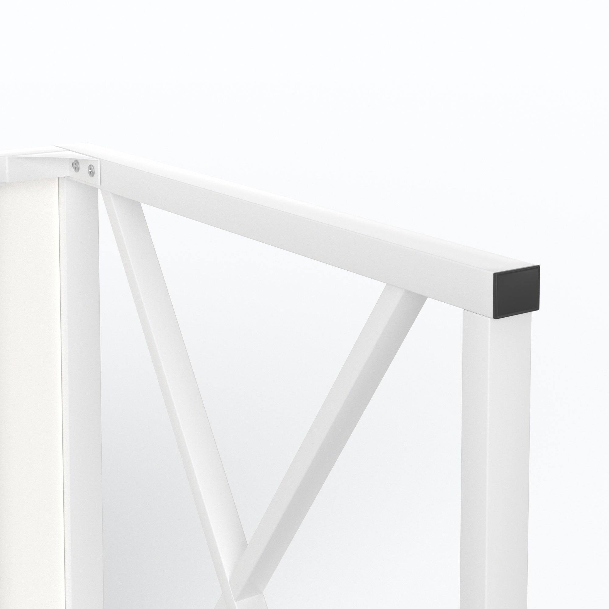 Angle. Vecelo - Dining Set: 43.3" Table & 2 Benches - Space Saving Design, Easy Assembly, Metal Frame, 4-Person Family Dining - White.