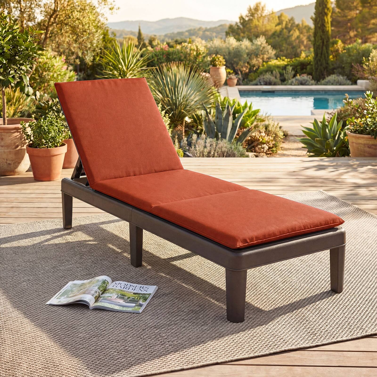 Alt View 3. Gymax - Gymax 2PCS Patio Lounge Chair Recliner Chair w/ 3-Position Adjustable Backrest & Cushion Brown & Orange - Brown, Orange.