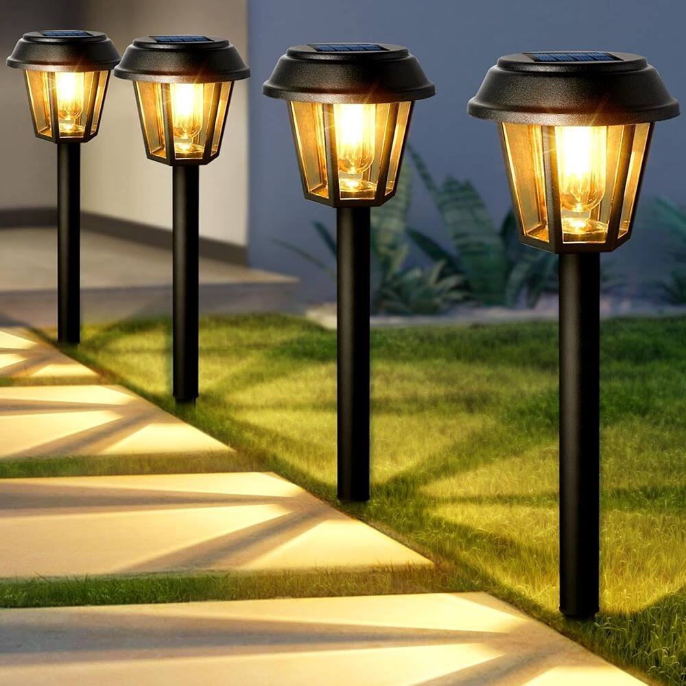 Front. MOSZAR LLC - Solar Pathway Lights Outdoor 8 Pack Solar Waterproof - Black.
