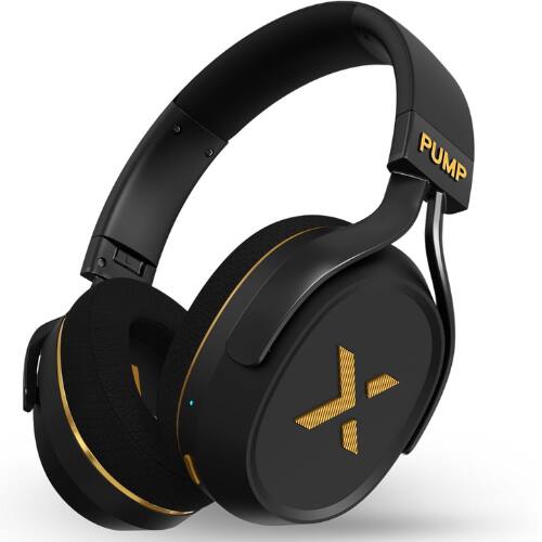 Front. BlueAnt - BlueAnt Pump X Wireless Gym Headphones, ANC & Transparency, Cooling Ear Pads, 58H Playtime, Black/Gold.