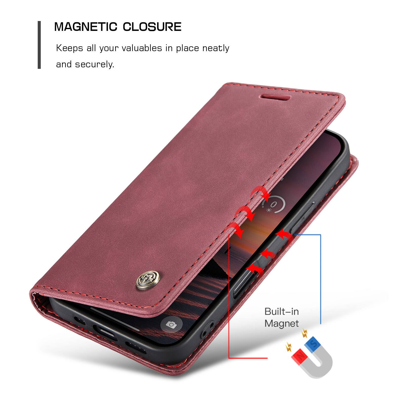 MAGNETIC CLOSURE  
Keeps all your valuables in place neatly and securely.  
Built-in Magnet