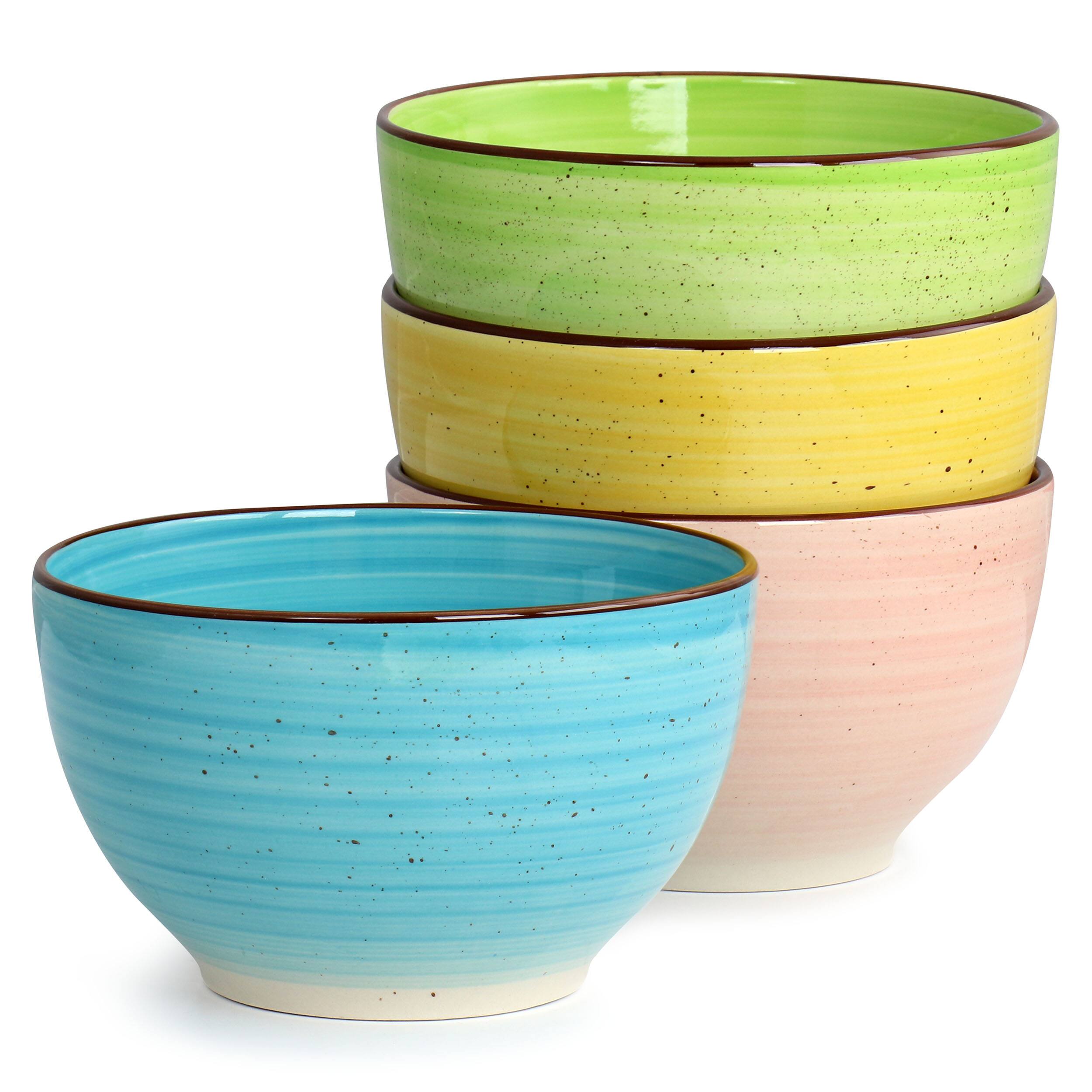 Alt View 3. Elama - Elama Hudson 12 Piece Double Bowl Stoneware Dinnerware Set in Assorted Colors - Yellow, Teal, Lime, Pink.