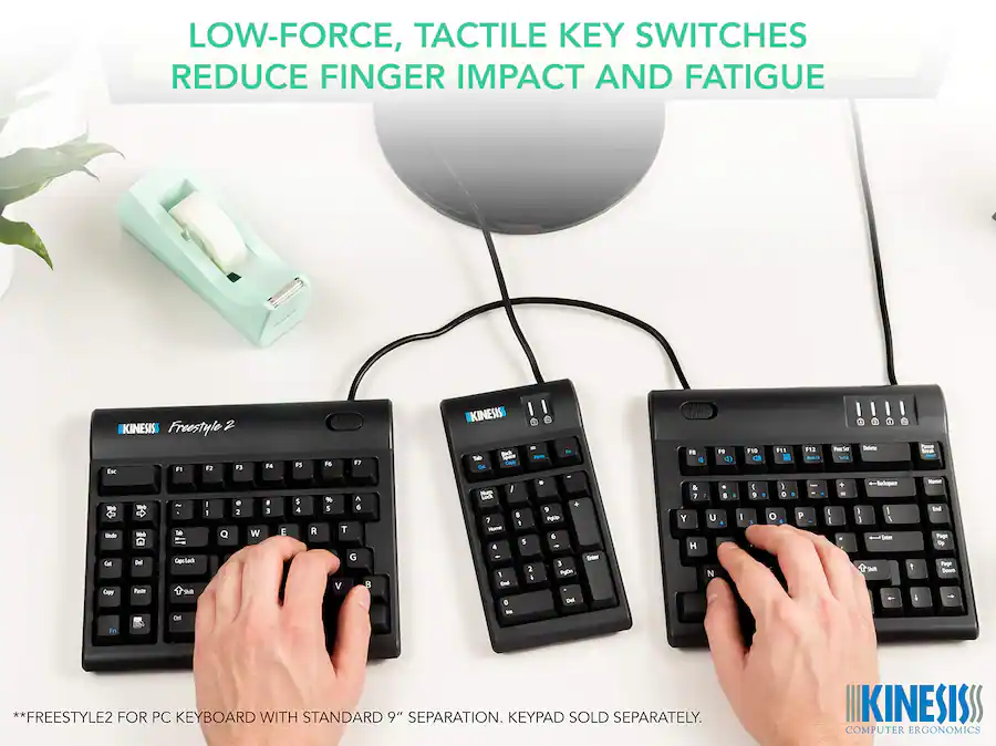 KINESIS Freestyle2 Ergonomic Split Keyboard for PC, 9 Separation ...