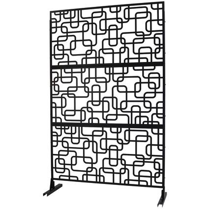 Front. COWLOWN - Outdoor and Indoor Metal Privacy Screen 76in H x 48in W Freestanding Decorative Fence Panel Brown - Brown.