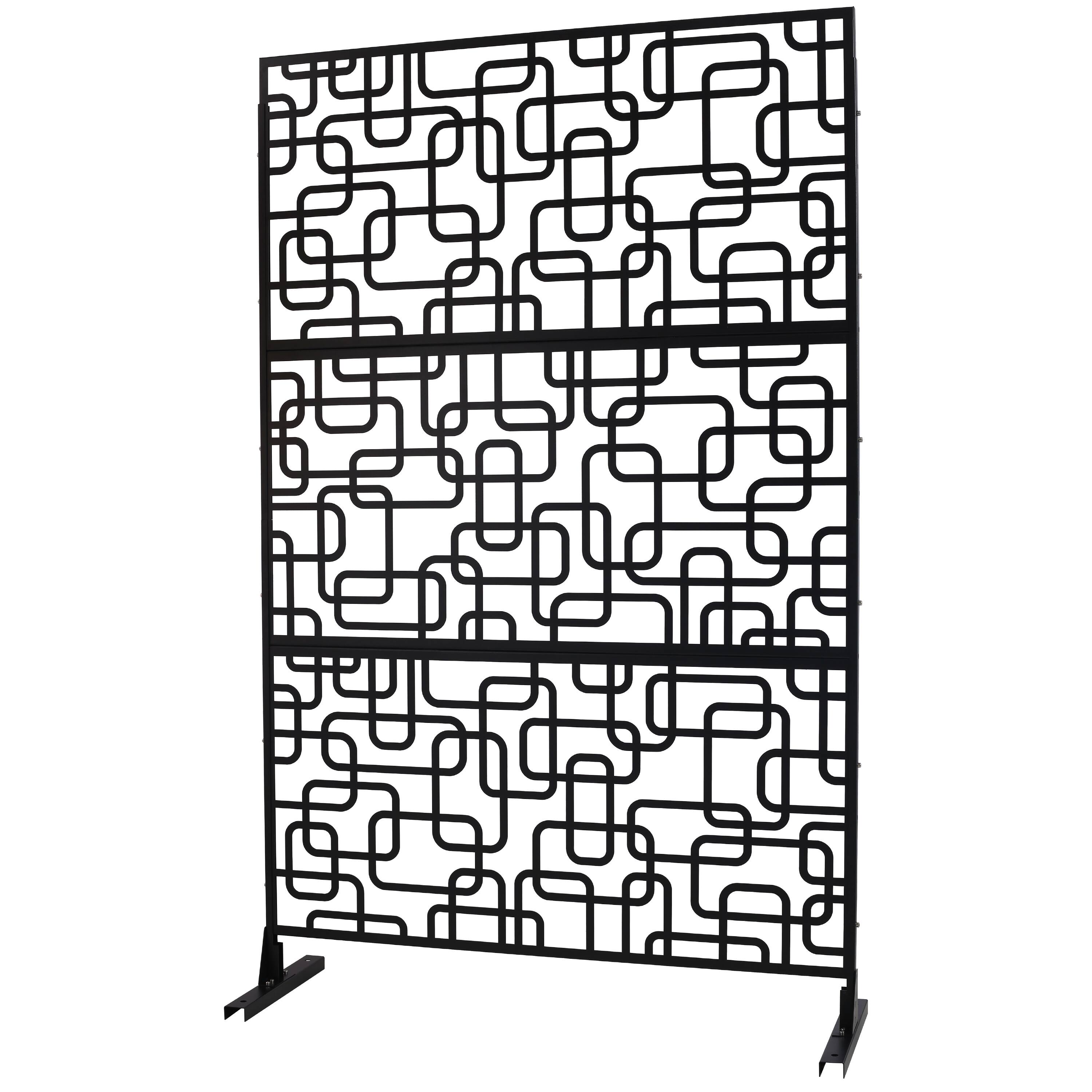 Front. COWLOWN - Outdoor and Indoor Metal Privacy Screen 76in H x 48in W Freestanding Decorative Fence Panel Brown - Brown.