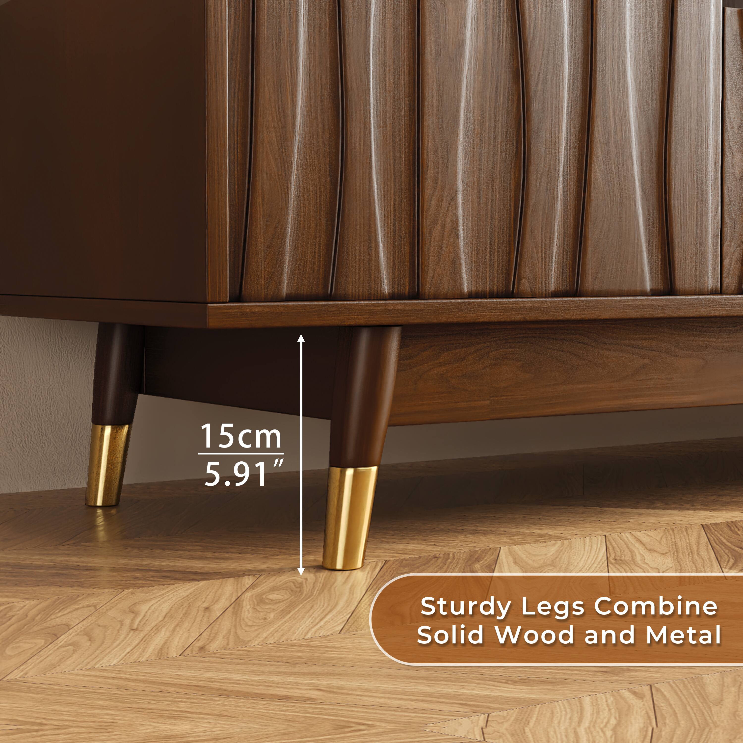 15cm 5.91"  
Sturdy Legs Combine Solid Wood and Metal