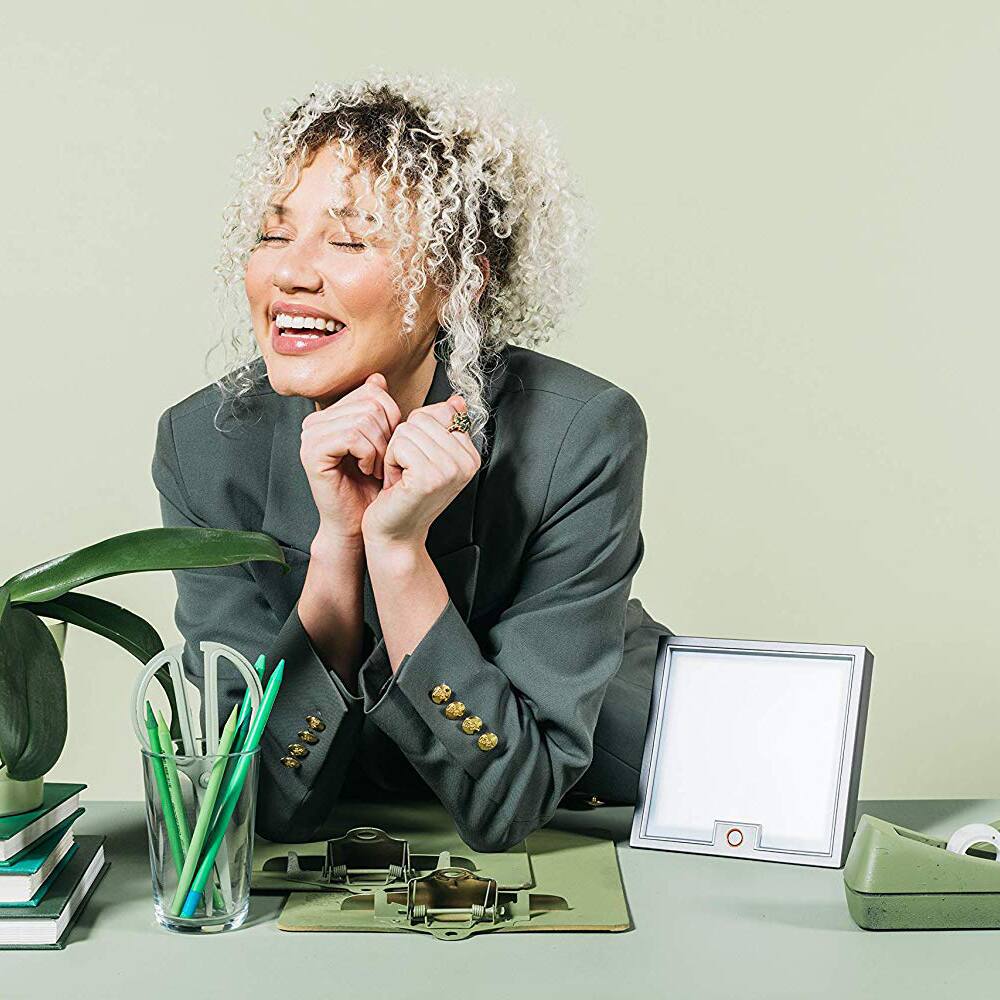 Left. Circadian Optics - Light Therapy Lamp [LUMINE] UV-Free LED Happy Mood Full Spectrum Sun Light Lamp with 10,000 Lux for Seasonal Sunlight - Black.