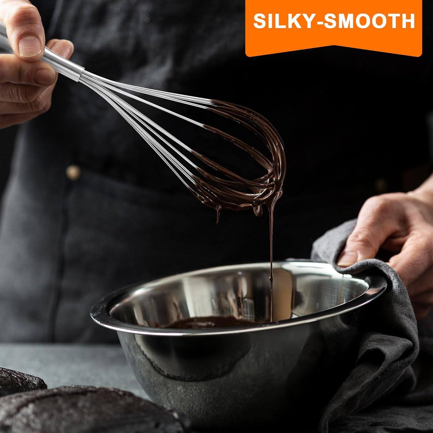 Back. RTMB - Stainless Steel Balloon Whisk, 12-Inch Wire Egg Beater, Dishwasher Safe.