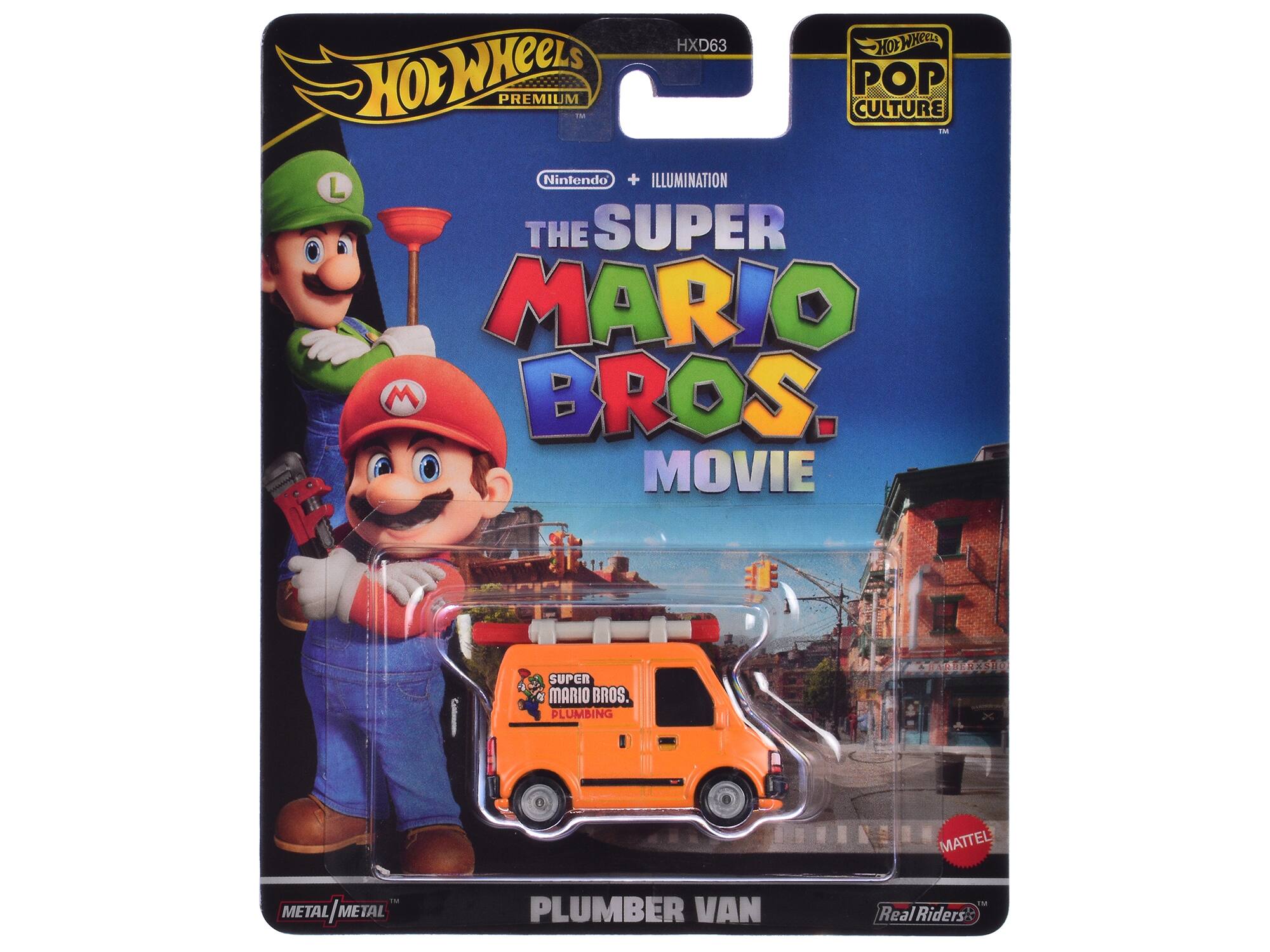 Hot Wheels Premium HXD63 Hot Wheels Pop Culture TM Nintendo + Illumination The Super Mario Bros. Movie Super Mario Bros. Plumber Van Real Riders: Metal / Metal Mattel
