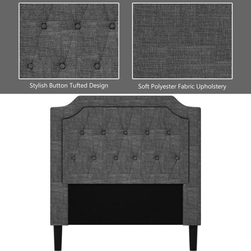 Stylish Button Tufted Design, Soft Polyester Fabric Upholstery