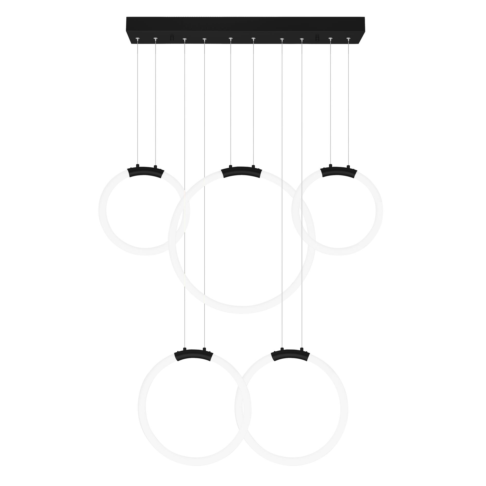 Alt View 1. CWI Lighting - Hoops 5 Light LED Chandelier With Black Finish - Black.