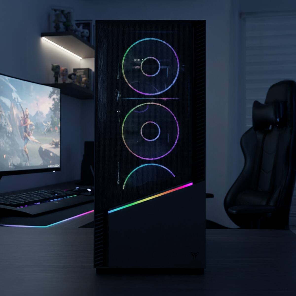 Alt View 6. YEYIAN - YEYIAN Gaming PC. AMD Ryzen 7 8700F, NVIDIA RTX 5070, 240mm AIO,  2 TB NVMe, 32GB RAM, 750W. YPA-EL870FC-5701U - Black.