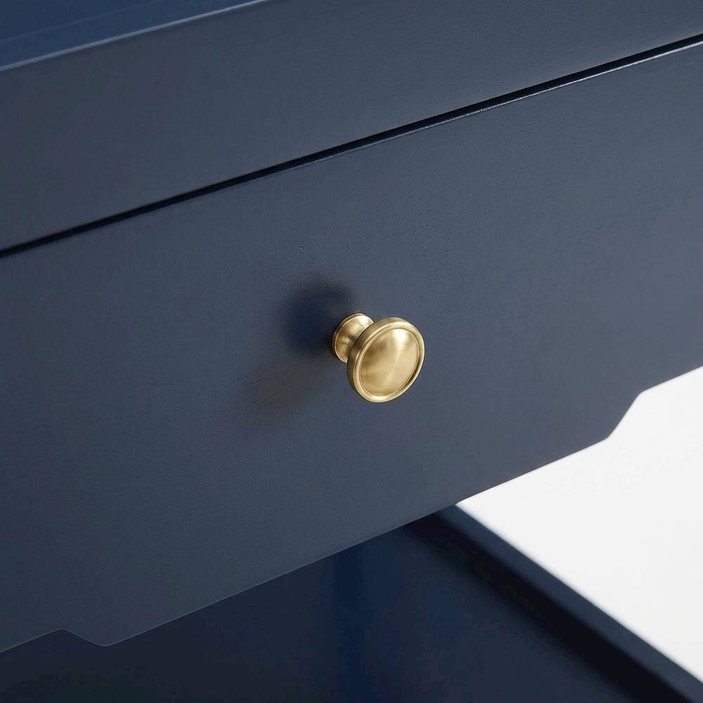 Back. FurniFact - Midnight Blue Nightstand with Gold Hardware and Modern Style - Blue.