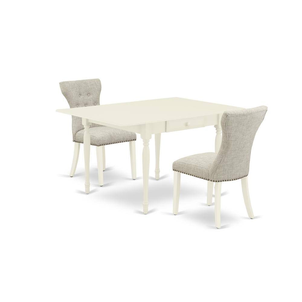 Left. East West Furniture - Dining Room Set Linen White - Brown.