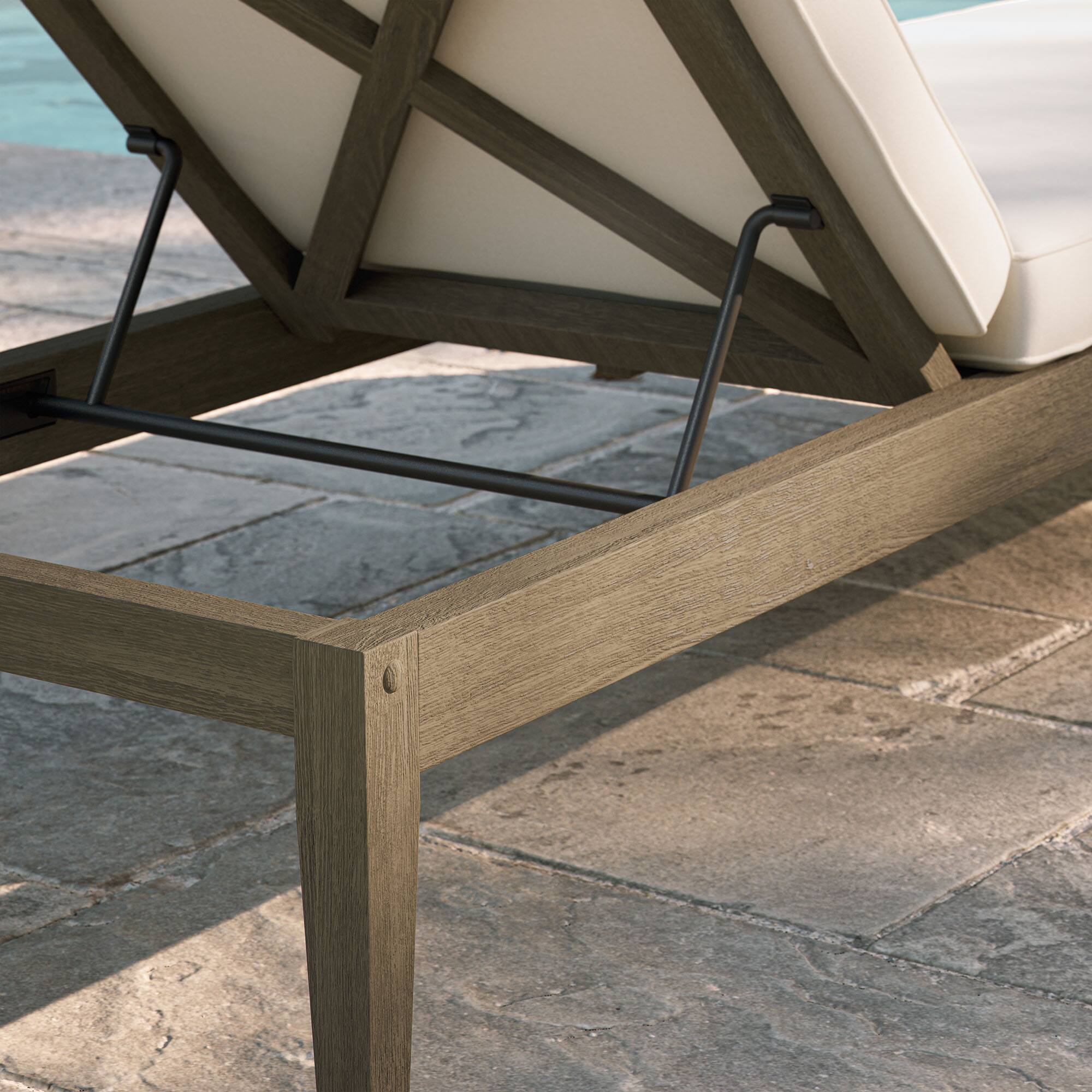 Alt View 2. Modway - Northlake Outdoor Patio Teak Chaise Lounge by Modway - Weathered Gray White.