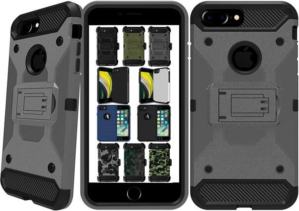 Front. DuraSafe Cases - iPhone 6 Plus/iPhone 6s Plus - 5.5" Heavy-Duty Rugged Phone Case with Kickstand - Dark Gray (Without Holster).