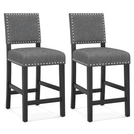 Kadyn - Dining Chairs, Kitchen Chairs Trattoria Chairs,38.5/43.5 In Set of 2 Counter Height Chairs with Solid Rubber Wood - Gray