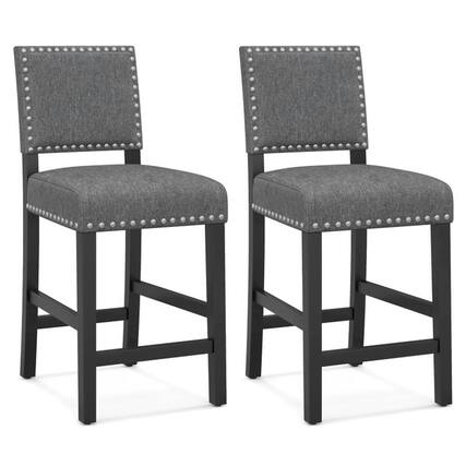 Front. Kadyn - Dining Chairs, Kitchen Chairs Trattoria Chairs,38.5/43.5 In Set of 2 Counter Height Chairs with Solid Rubber Wood - Gray.