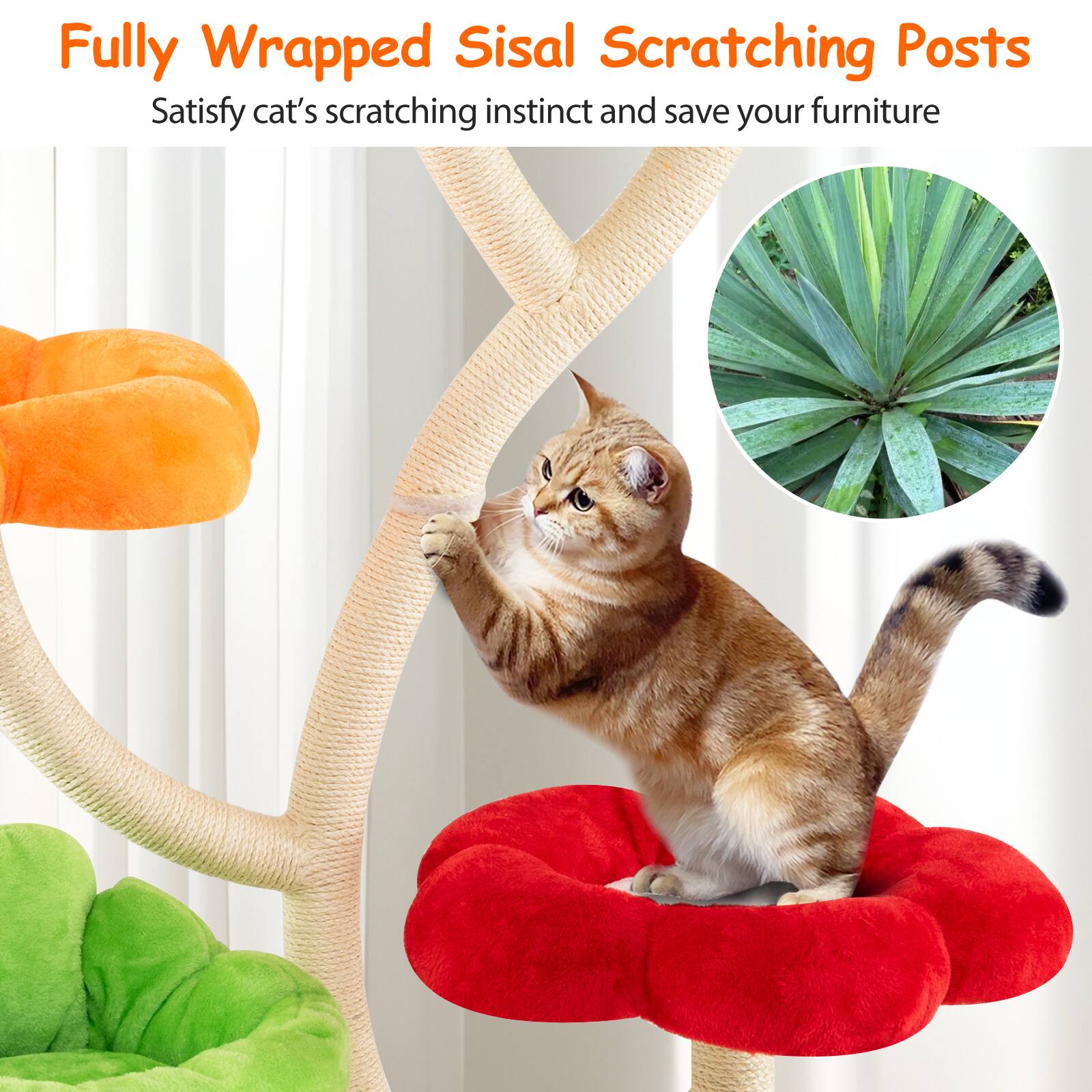 Fully Wrapped Sisal Scratching Posts  
Satisfy cat's scratching instinct and save your furniture