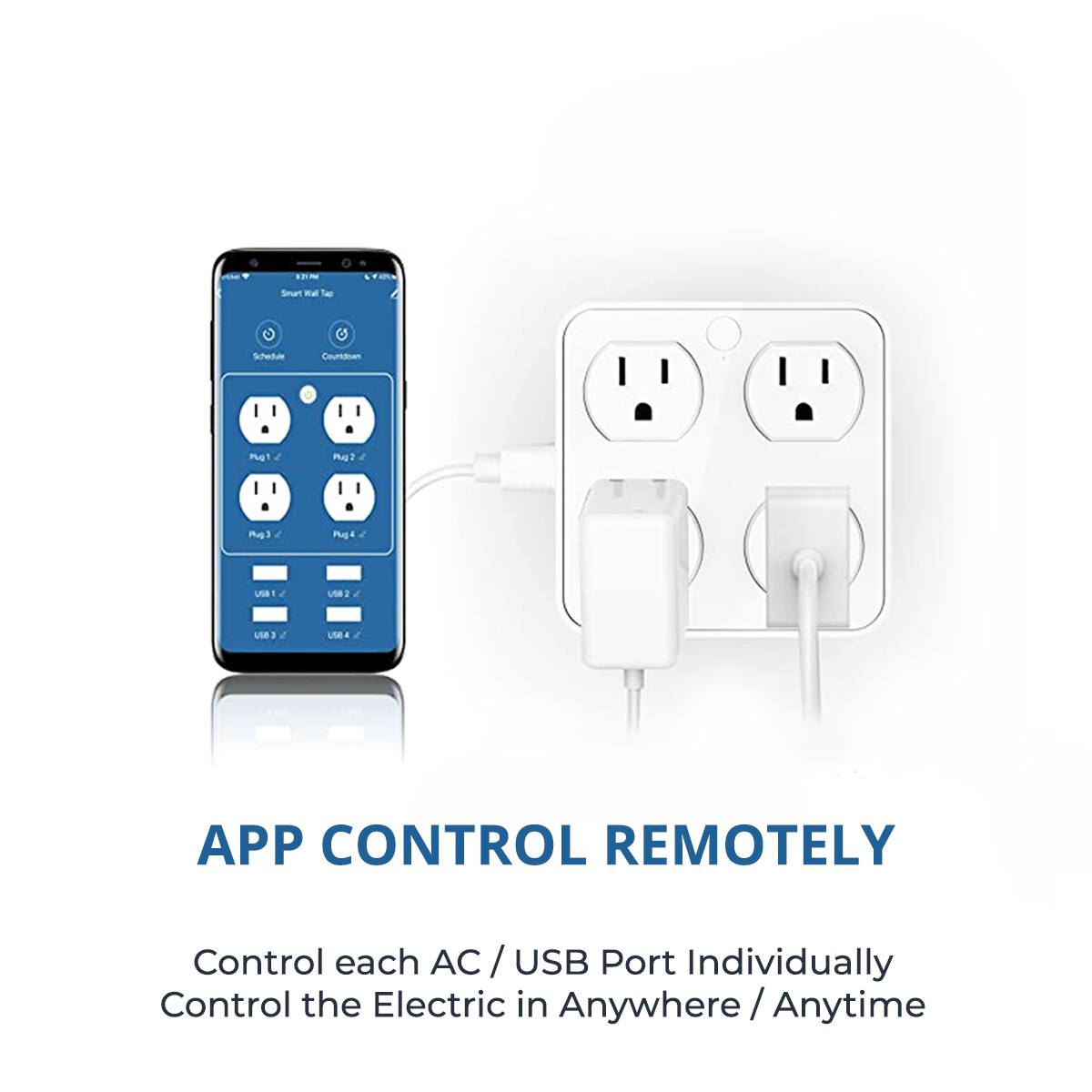 Smart - Ta C Suhedute Cauttdan PGT Pg? A3 Pue USA UNB - ue 3 UMA I APP CONTROL REMOTELY Control each AC / USB Port Individually Control the Electric in Anywhere / Anytime
