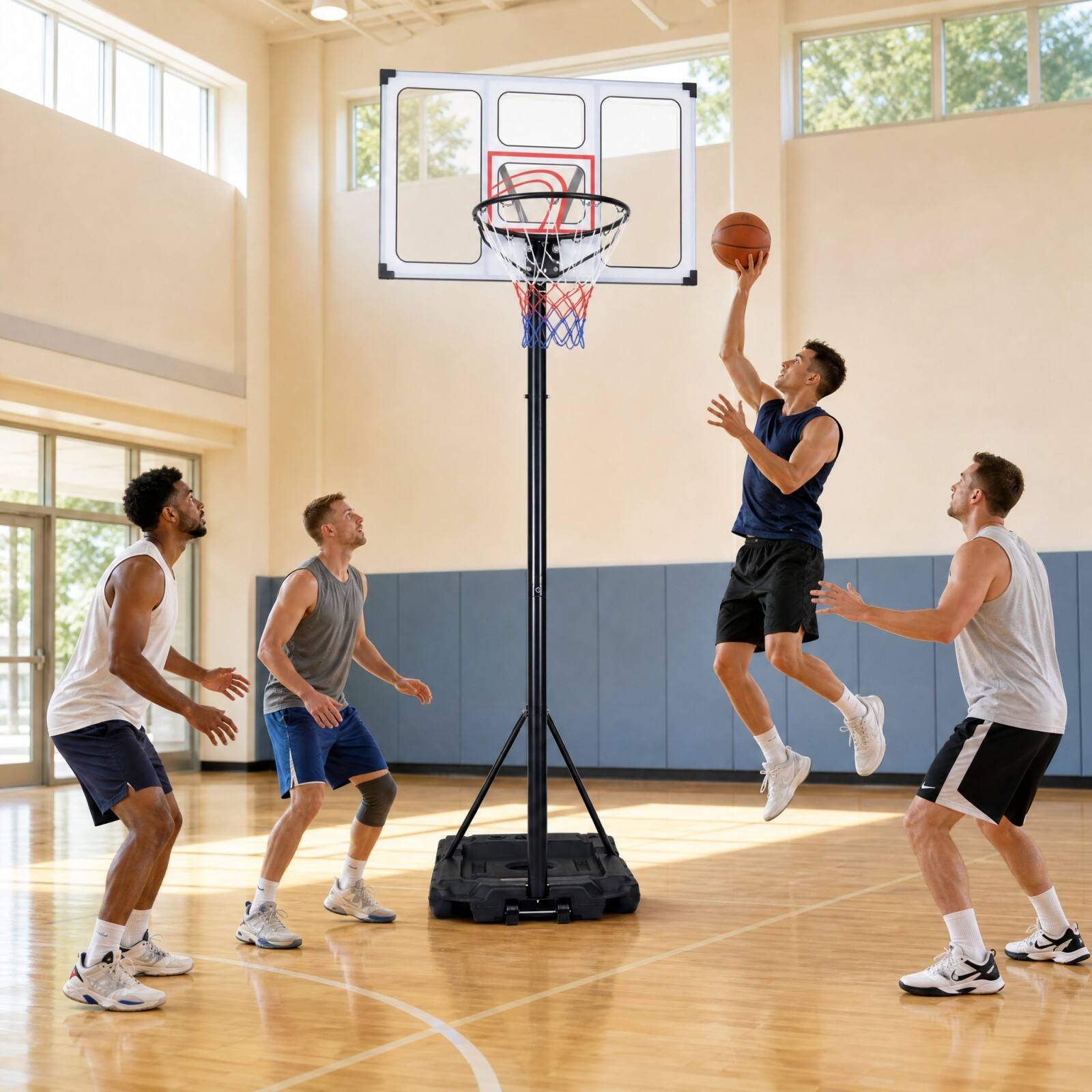 Alt View 8. Costway - Costway Portable Basketball Hoop 4.1-10 FT Adjustable Goal with Wheels for Kids Youth Adults - Black.