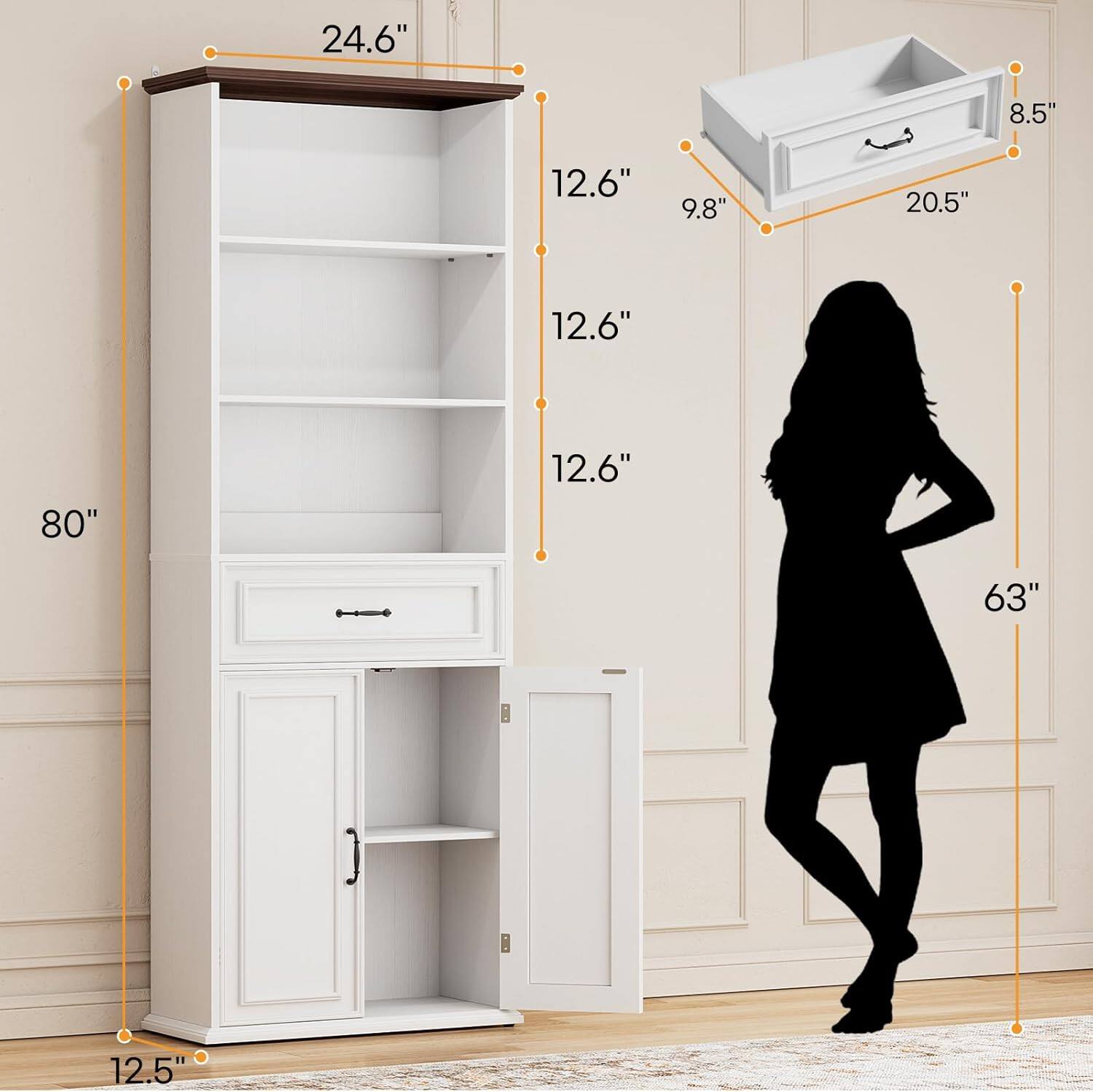 24.6"  
8.5"  
12.6"  
9.8"  
20.5"  
12.6"  
80"  
12.6"  
63"  
12.5"