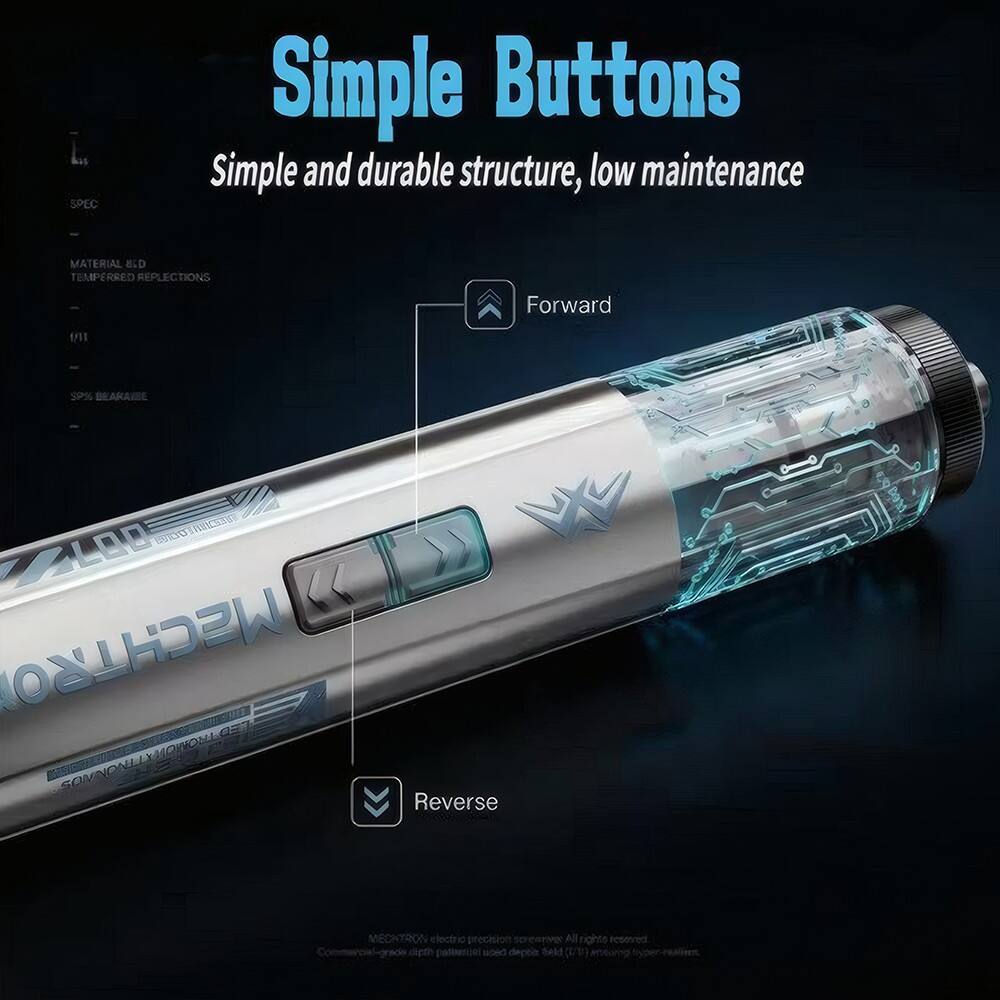 Simple Buttons  
Simple and durable structure, low maintenance

SPEC  
Simple and durable structure, low maintenance

MATERIAL 860 TEMPERED REFLECTIONS

Forward

BEARABLE

NINCESSION CLOB MECHTRO LEOWORLGET LED SONNONLI

Reverse

MECATATION electric precision screativer All rights resered aptil DEQU depos Sid (UP) mong