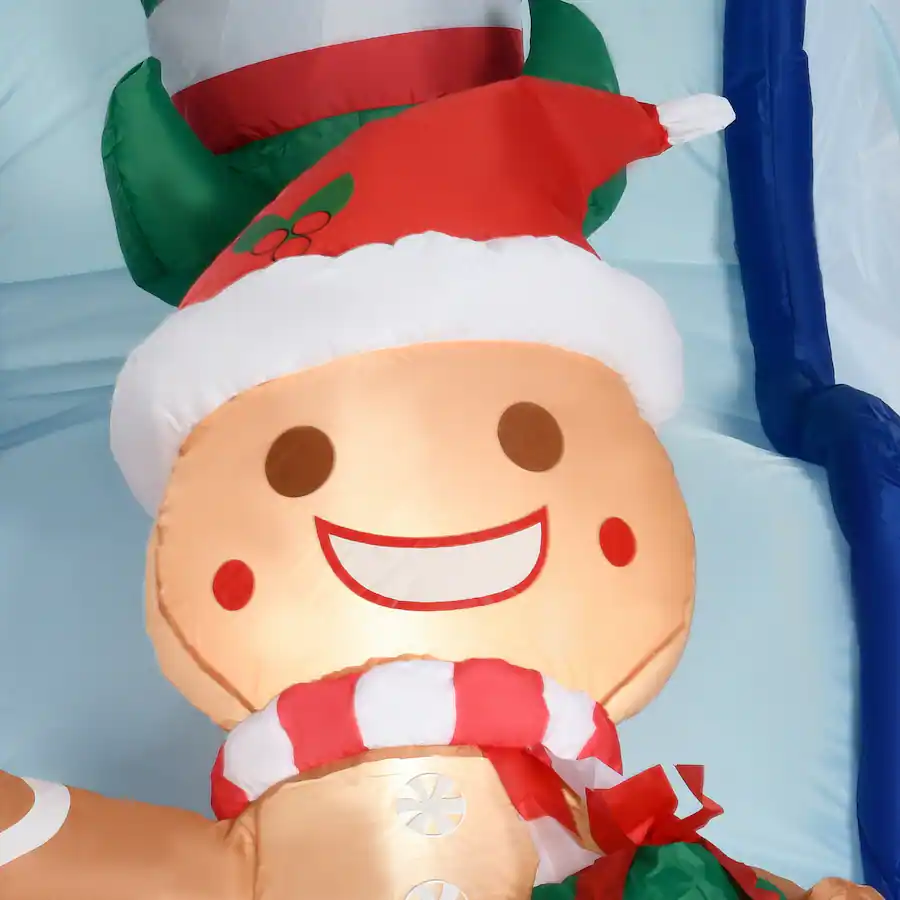 Homcom 8.5FT Christmas Inflatables Outdoor Snowman, Elf and Gingerbread ...